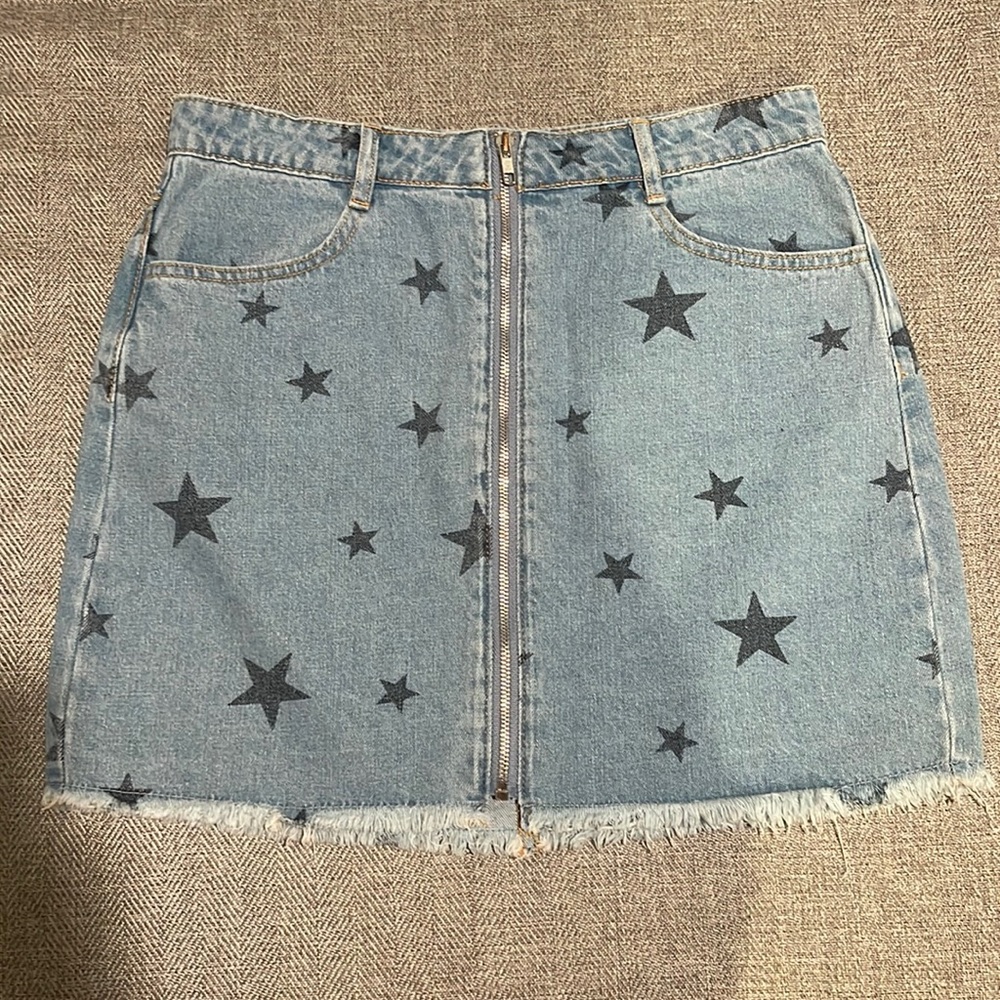 Denim star print mini skirt